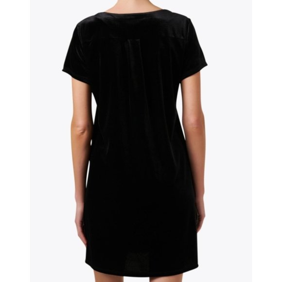 Size Large BLACK VELVET DRESS Velour Special Occasion Evening Holiday Christmas - Picture 2 of 4